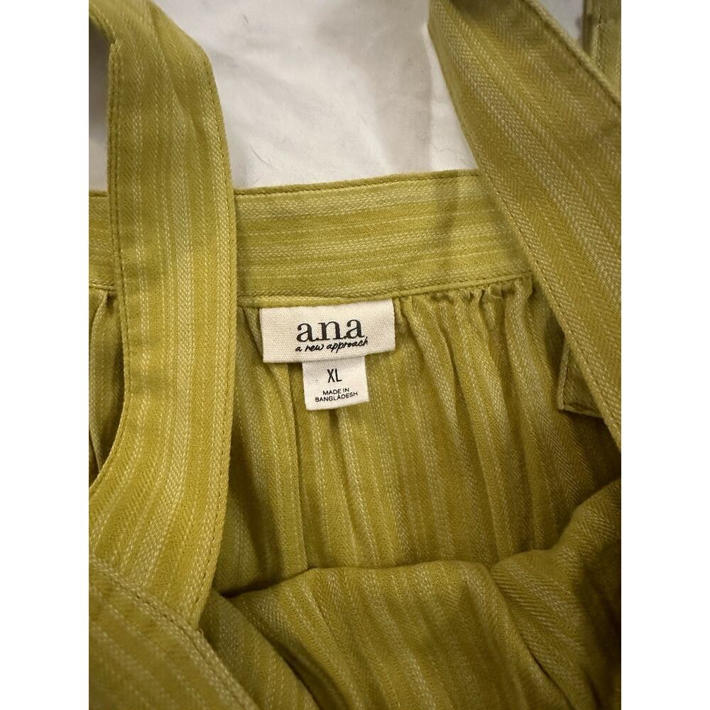 A.N.A. Yellow Green Pleated Tank Top XL – Strappy Lightweight Summer Blouse - Picture 4 of 6